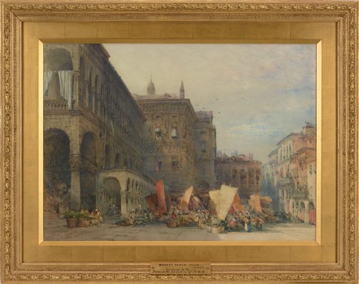 Alternate image of Town hall and market place, Padua, early morning by William Callow
