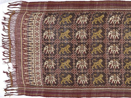Alternate image of Ceremonial cloth with elephant and tiger design by 