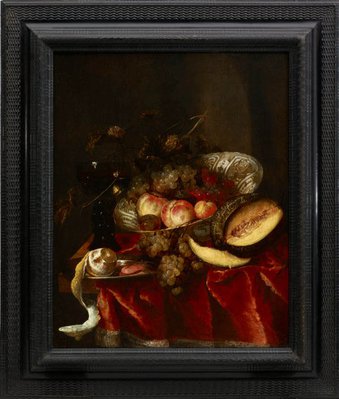 Alternate image of Still life with fruit, a glass and a Chinese Wanli porcelain bowl by Abraham van Beyeren