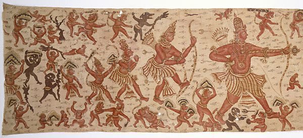 Alternate image of Heirloom textile (ma'a) with a scene from the 'Ramayana' by 