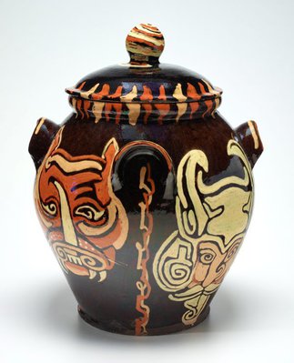 Alternate image of Jar with anthropomorphic design by Anne Dangar