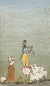 Krishna serenading Radha, circa 1820