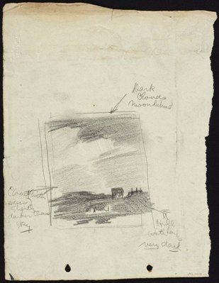 Alternate image of recto: The Union Club, 2 Bligh Street, Sydney
verso: Composition sketch of hill with houses by Lloyd Rees