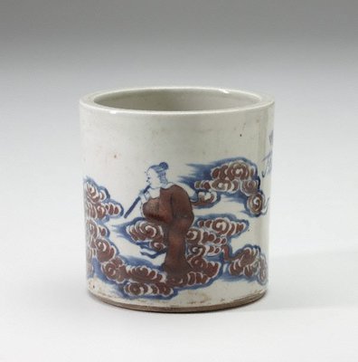 Alternate image of Ceramic brush pot decorated with female musicians among clouds by 