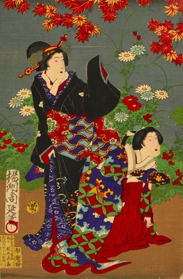 Alternate image of Beauties and flowers by Toyohara (Yōshū) Chikanobu