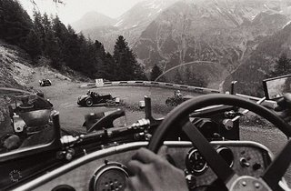 AGNSW collection Lewis Morley Fraser Nash car rally, Stelvio Pass, Italy  demonstration, London 1969, printed 1995