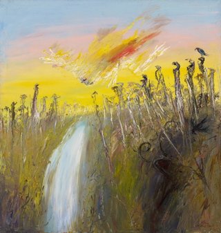 AGNSW collection Arthur Boyd Nebuchadnezzar on fire falling over a waterfall 1966-1968