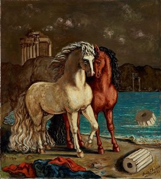 AGNSW collection Giorgio de Chirico The divine horses of Achilles, Balios and Xanthos 1963