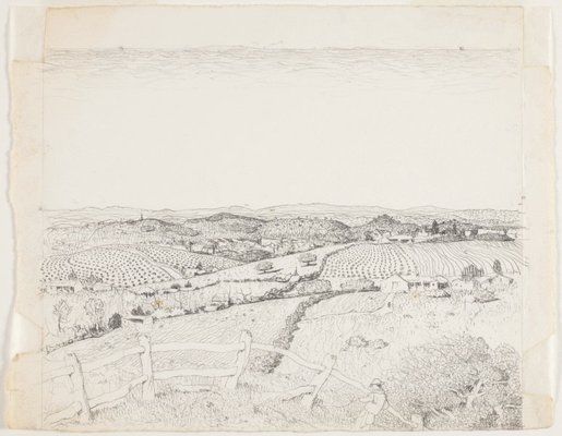 Alternate image of Drawing for the etching 'North western Tasmania' by Lloyd Rees