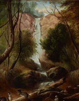 Alternate image of (Bush landscape with waterfall, New South Wales) by John Skinner Prout