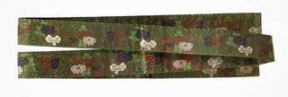 AGNSW collection Koshimaki obi (sash) with cherry blossoms, narcissus, peonies and stylised wave 1750-1850