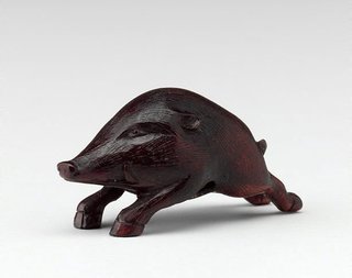 AGNSW collection Netsuke in the form of a running boar 19th century