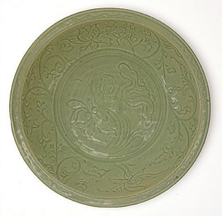 AGNSW collection Longquan ware Dish with carved lotus design circa 1400-1450