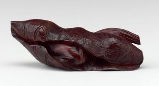 AGNSW collection Netsuke in the form of a frog in a lily leaf 19th century