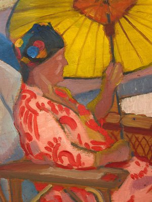 Alternate image of Woman with parasol at Palm Beach by Roy de Maistre
