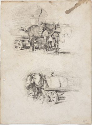 Alternate image of recto: Lorry horses
verso: Lorry horses by Lloyd Rees
