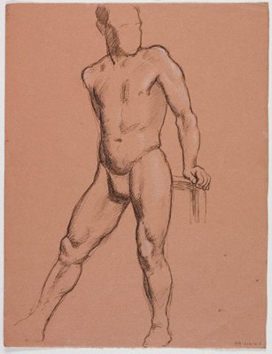 Alternate image of recto: (Reclining male nude)
verso: (Standing male nude) by Roland Wakelin