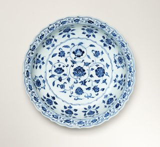 AGNSW collection Jingdezhen ware Dish with design of flowers of the four seasons circa 1400