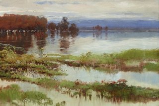 AGNSW collection WC Piguenit The flood in the Darling 1890 1895