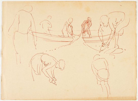 Alternate image of recto: (Crying child)
verso: (Study of natives fishing with a net, from a boat) by Nora Heysen