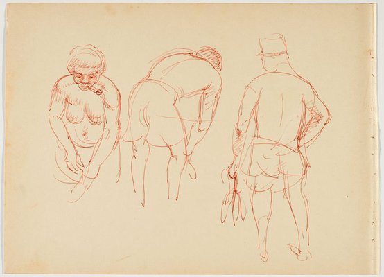 Alternate image of recto: Little Namoi
verso: (Study of three bending natives, one a female smoking a pipe) by Nora Heysen