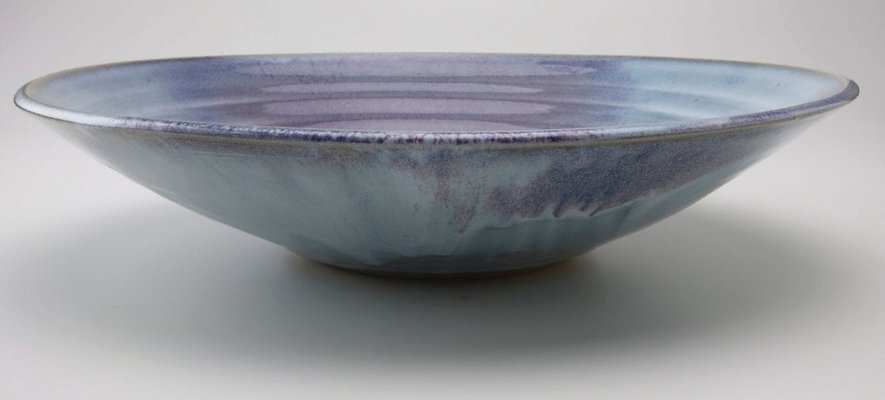 Alternate image of Platter with blue and mauve glaze by Shiga Shigeo