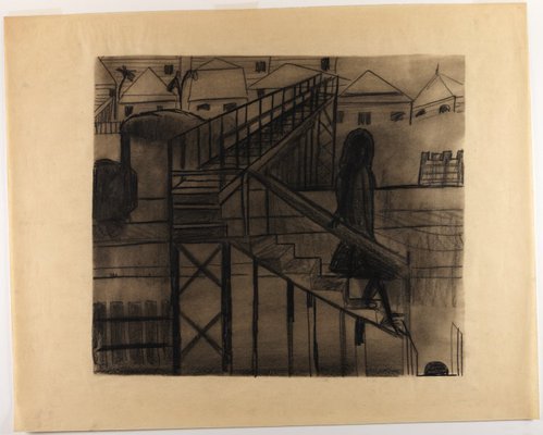 Alternate image of (Girl descending stairs from railway bridge) by Charles Blackman