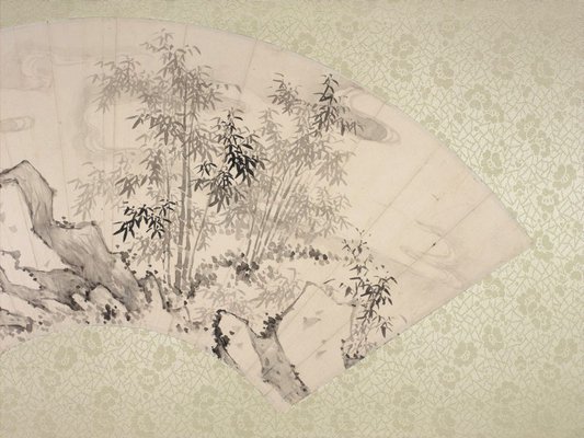 Alternate image of Fan - Landscape, rocks and bamboos by Sizao Zhang