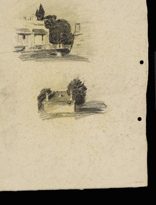 Alternate image of recto: Tree in front of a house
verso: Terrace houses [top] and House [centre] by Lloyd Rees
