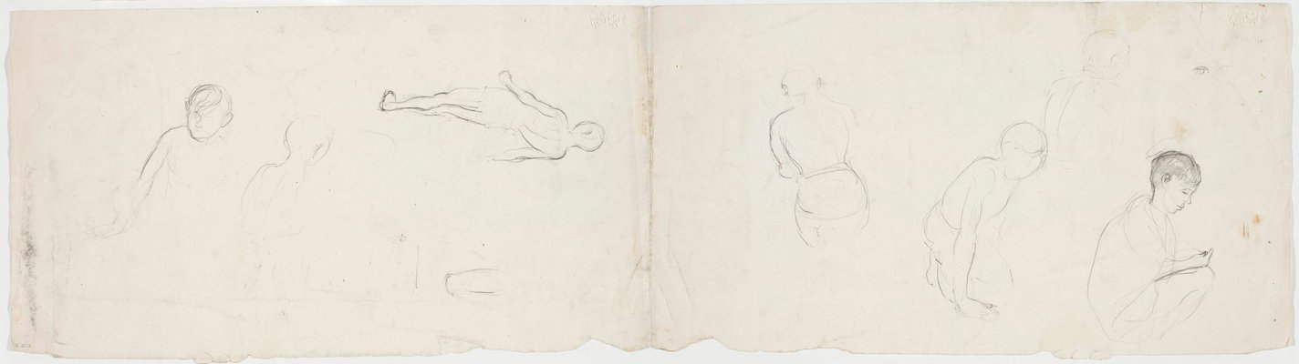 Alternate image of recto: Two studies of South Coast hills
verso: Two sheets of studies of a boy by Lloyd Rees