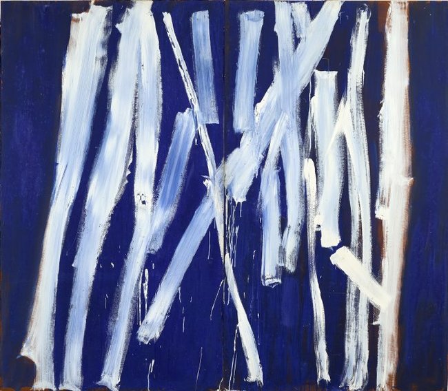 AGNSW collection Tony Tuckson White lines (vertical) on ultramarine 1970-1973