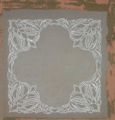 Alternate image of D'oyley with eucalypt design
Design for d'oyley with eucalypt design by Muriel Cornish