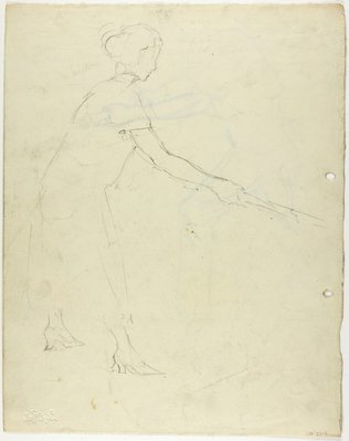 Alternate image of recto: Male figure swinging a bat
verso: Female figure swinging a bat by Lloyd Rees