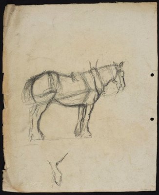 Alternate image of recto: Cart horse
verso: Horse and dray by Lloyd Rees