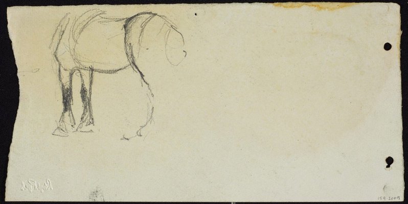 Alternate image of recto: Cabby waiting beside raised garden and Back legs of a horse
verso: Cab horse by Lloyd Rees