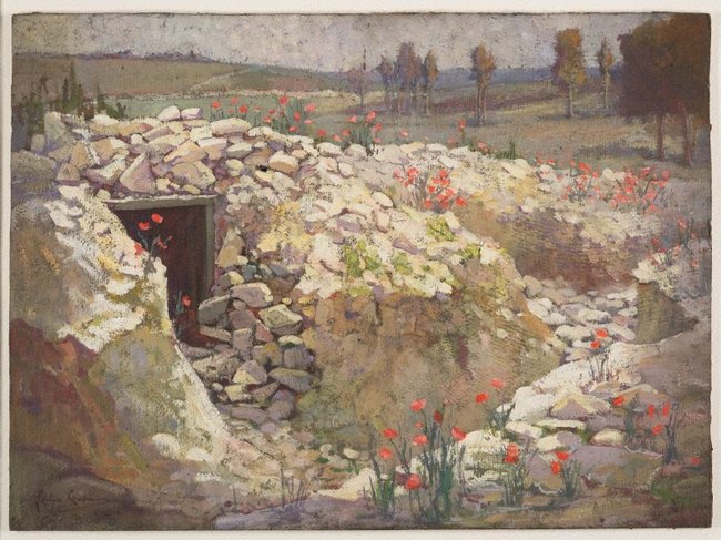 AGNSW collection Evelyn Chapman Old trench, French battlefield 1919