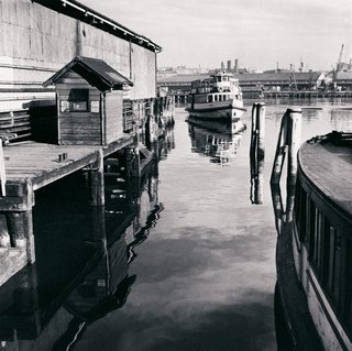 AGNSW collection David Moore Ferry at Erskine Street Wharf, Sydney circa 1947, printed 1984