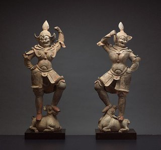 AGNSW collection A pair of tomb guardian figures late 6th century-early 7th century