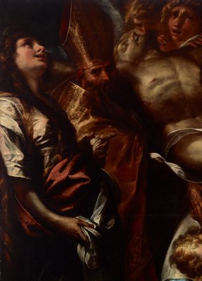 Alternate image of The dead Christ on the cross with Saints Mary Magdalene, Augustine and Jerome, and angels by Giulio Cesare Procaccini