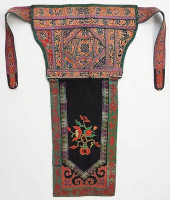 Alternate image of Baby carrier embroidered with orange butterfly design by Miao people