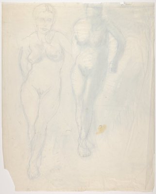 Alternate image of Standing female nude (twice) by Lloyd Rees