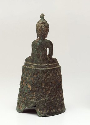 Alternate image of Figure of the Buddha seated on a high ornate base, with his right hand in the earth-touching gesture ('bhumisparsha mudra') by 