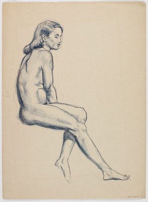 Alternate image of recto: (Standing female nude)
verso: (Seated female nude) by Roland Wakelin