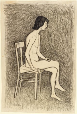 AGNSW collection John Brack Study for 'Nude with two chairs' no 2 1957
