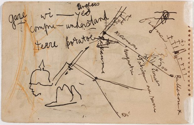 Alternate image of Cubist still life (recto); Map of roads near Bapaume (verso) by Eric Wilson