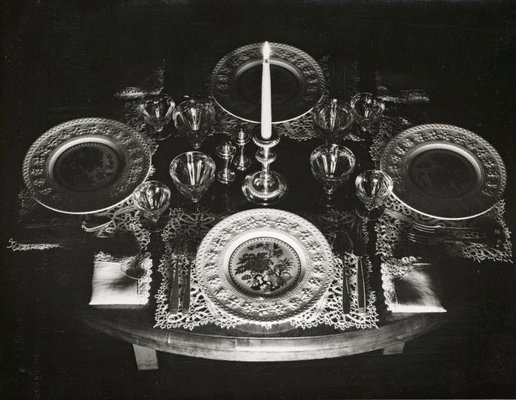 Alternate image of recto top: Untitled (table setting with candle)
recto bottom: Untitled (metals mugs) by Max Dupain