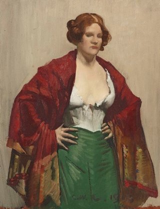 AGNSW collection George Lambert The dark red shawl 1913