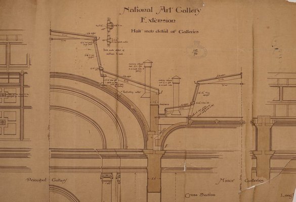 Alternate image of Architectural plan for the National Art Gallery of New South Wales with half-inch details by Walter Vernon