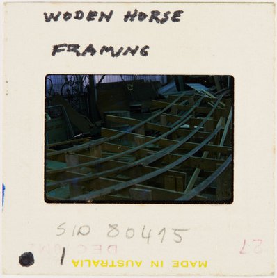 Alternate image of Construction of Woden sculpture by Margel Hinder at Smithfield by Unknown