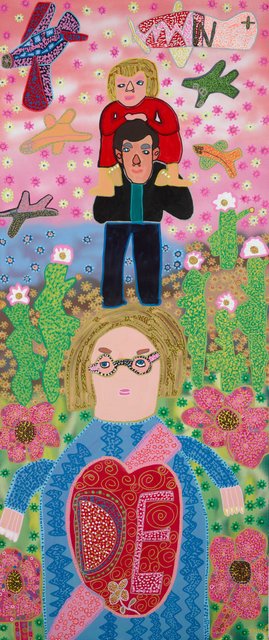 AGNSW prizes Emily Crockford Self-portrait with Daddy in the daisies, watching the field of planes, from Archibald Prize 2020